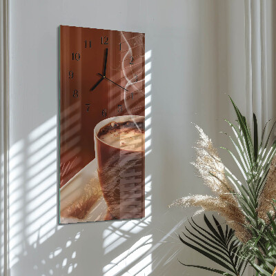 Vertikale glas wanduhr Kaffee