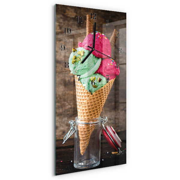 Vertikale glas wanduhr Eis