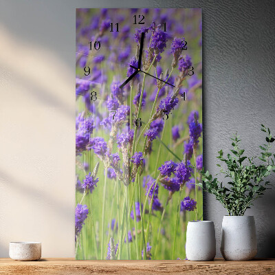 Vertikale glas wanduhr Lavendel