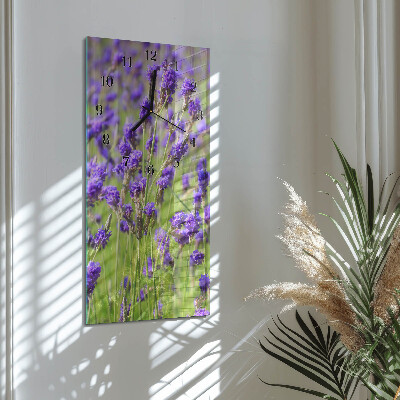 Vertikale glas wanduhr Lavendel