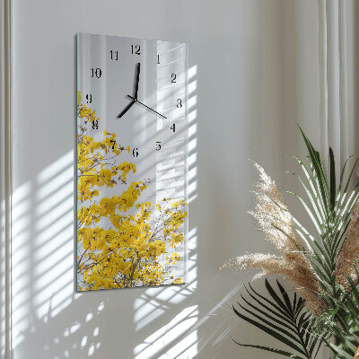 Vertikale glas wanduhr Blühender Baum