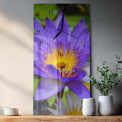Vertikale glas wanduhr Blume