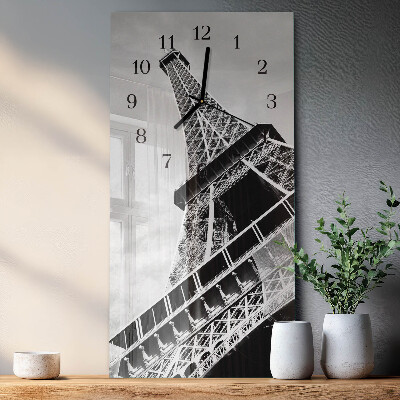 Vertikale glas wanduhr Eiffelturm