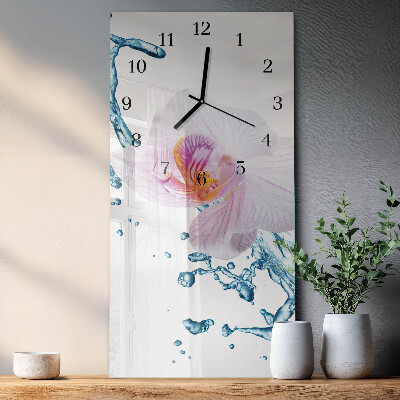 Moderne wanduhr vertikal Orchidee