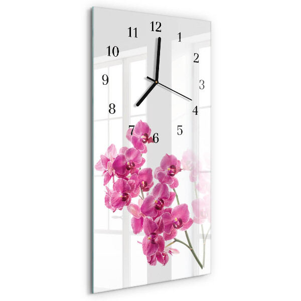 Vertikale glas wanduhr Orchideen
