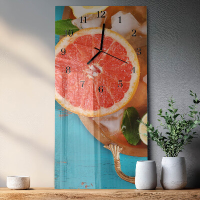 Wanduhr design ausgefallen vertikal Grapefruit