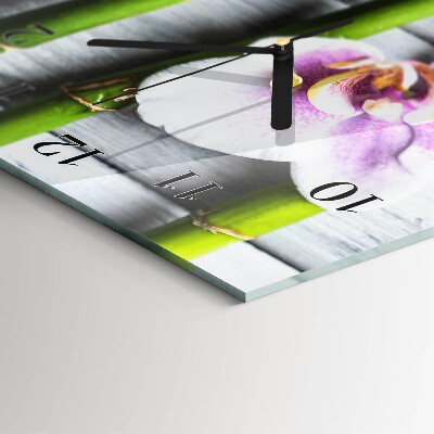 Vertikale glas wanduhr Orchideenbambus