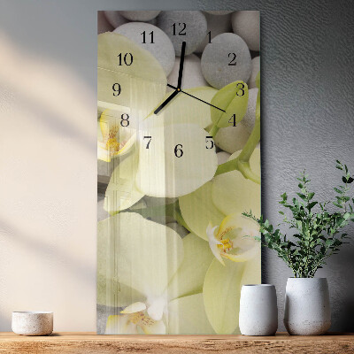 Moderne wanduhr vertikal Orchideensteine