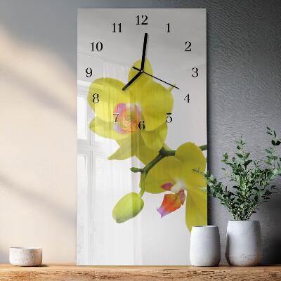 Wanduhr design ausgefallen vertikal Orchidee