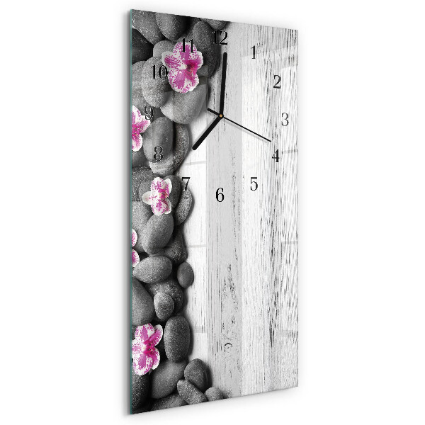 Moderne wanduhr vertikal Orchideensteine