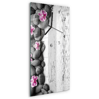 Moderne wanduhr vertikal Orchideensteine