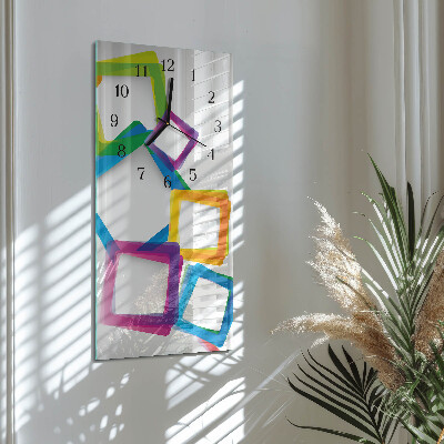 Vertikale glas wanduhr Bunte Rechtecke