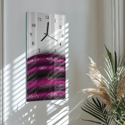 Vertikale glas wanduhr Lila Vorhang