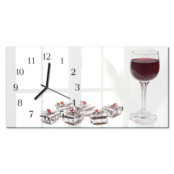 Wanduhr aus glas horizontal Weinkelch