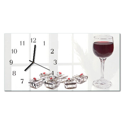 Wanduhr aus glas horizontal Weinkelch