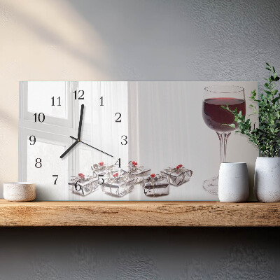 Wanduhr aus glas horizontal Weinkelch