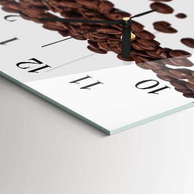 Glas wanduhr mit motiv horizontal Koffein in Bohnen