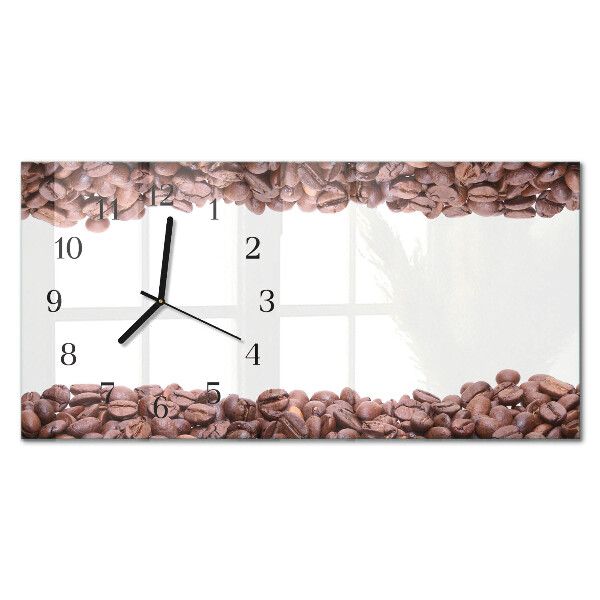 Horizontale glas wanduhr Kaffeebohnen