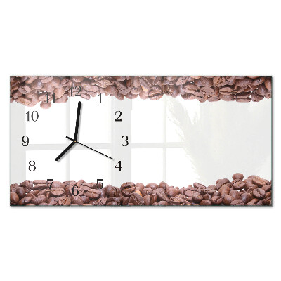 Horizontale glas wanduhr Kaffeebohnen