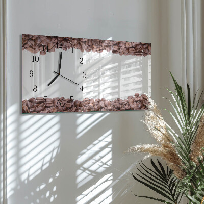 Horizontale glas wanduhr Kaffeebohnen