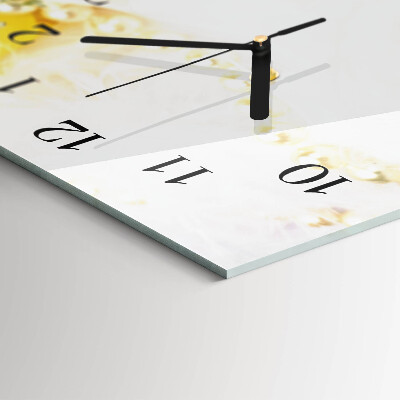 Horizontale glas wanduhr Blume
