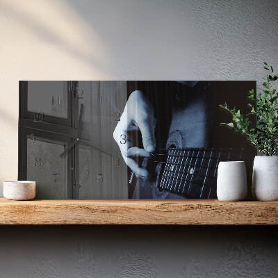 Glas wanduhr mit motiv horizontal Musikalischer Gitarrist