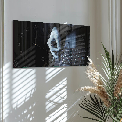 Glas wanduhr mit motiv horizontal Musikalischer Gitarrist