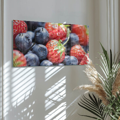 Wanduhr aus glas horizontal Blaubeeren und Brombeeren