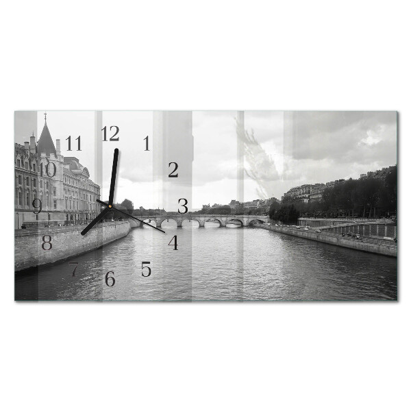 Horizontale glas wanduhr Pariser Brücken