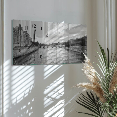 Horizontale glas wanduhr Pariser Brücken