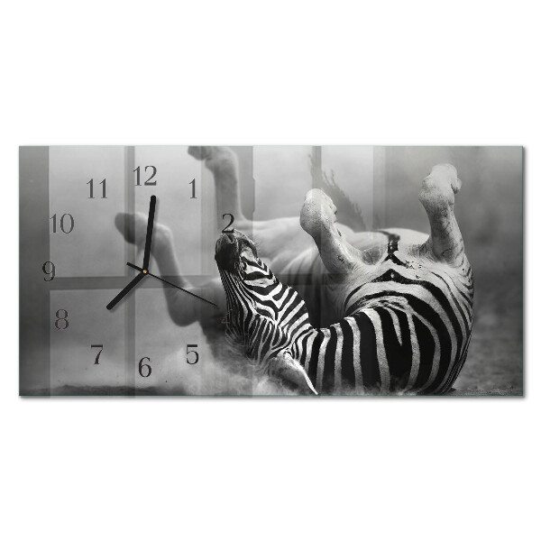 Horizontale glas wanduhr Afrikanisches Zebra