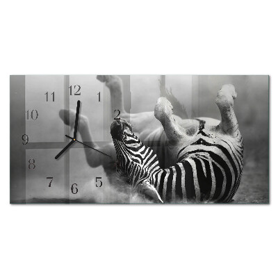 Horizontale glas wanduhr Afrikanisches Zebra
