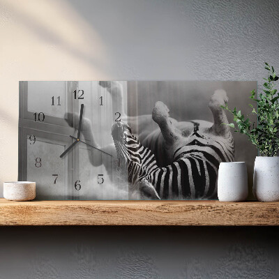 Horizontale glas wanduhr Afrikanisches Zebra