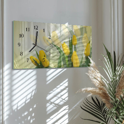 Wanduhr aus glas horizontal Gartentulpen