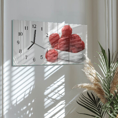 Glas wanduhr mit motiv horizontal Frische Himbeeren