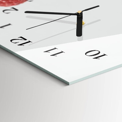 Glas wanduhr mit motiv horizontal Frische Himbeeren