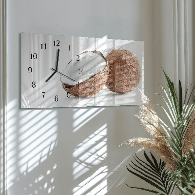 Wanduhr aus glas horizontal Exotische Kokosnüsse