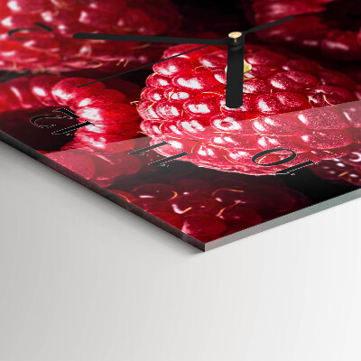 Horizontale glas wanduhr Himbeeren