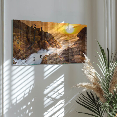 Wanduhr aus glas horizontal Sonnenuntergang