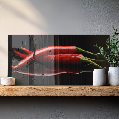 Glas wanduhr mit motiv horizontal Scharfe Paprika