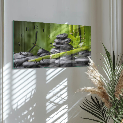 Glas wanduhr mit motiv horizontal Meditationssteine