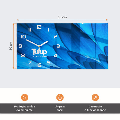 Horizontale glas wanduhr Blühende Pflanzen
