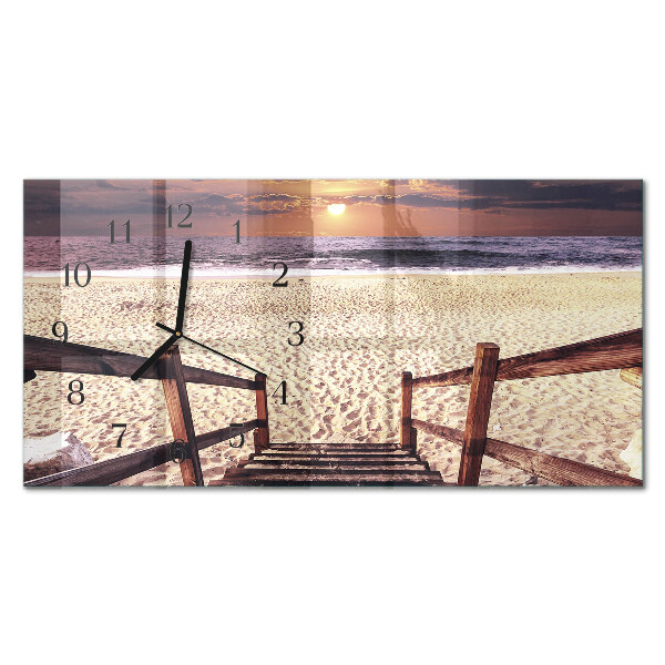 Wanduhr aus glas horizontal Schritte zum Strand