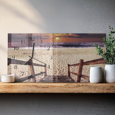 Wanduhr aus glas horizontal Schritte zum Strand