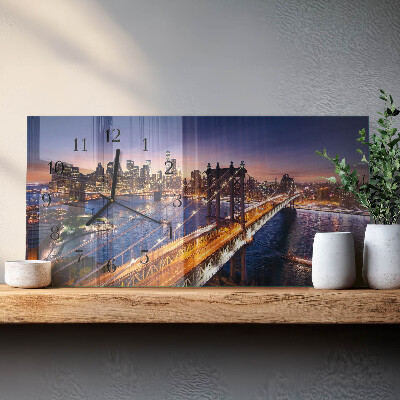 Glas wanduhr mit motiv horizontal New York