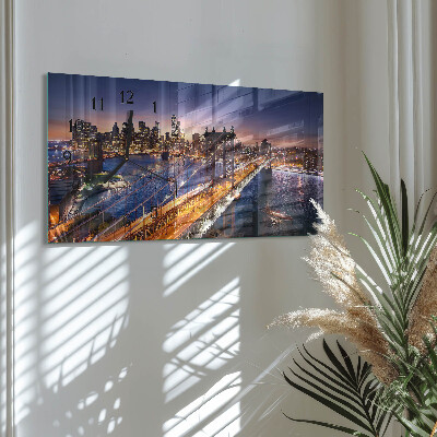 Glas wanduhr mit motiv horizontal New York
