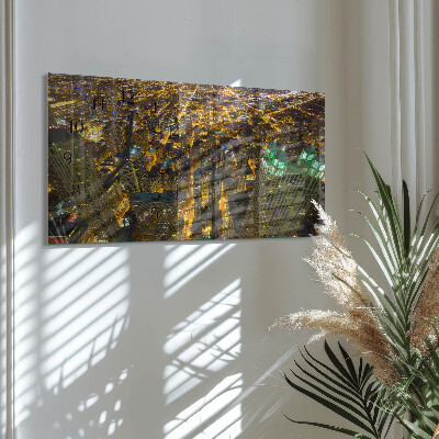 Glas wanduhr mit motiv horizontal Die erleuchtete Stadt