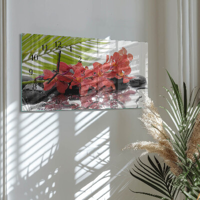 Glasuhr horizontal Blumensträuße und Steine