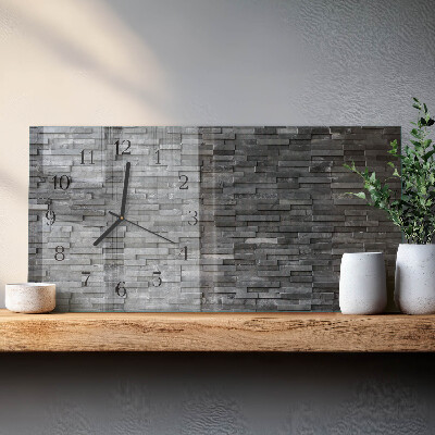 Horizontale glas wanduhr Steinstruktur