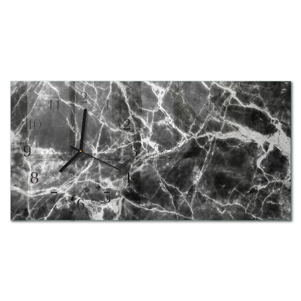 Glasuhr horizontal Schwarzer Marmor